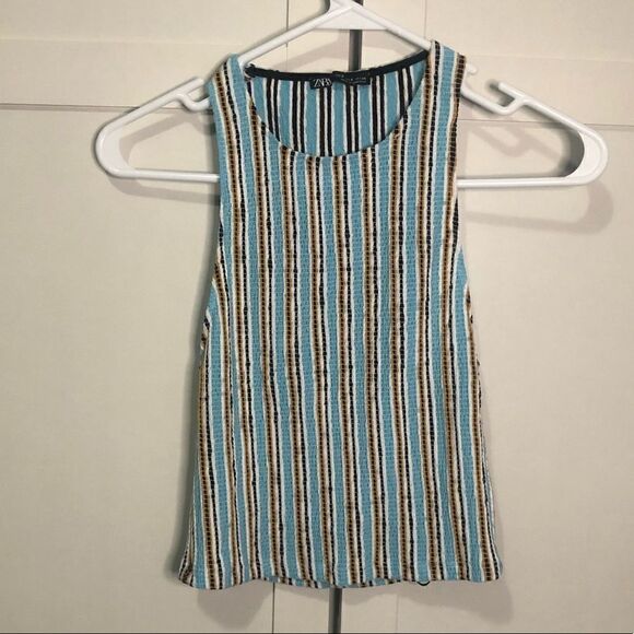ZARA blue and orange striped tank - Picture 5 of 6